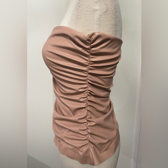 ZARA Blush Colored Strapless Faux Leather - Size XXL (14) - NEW - Picture 1 of 4